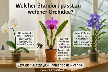 🔍 Welcher Standort passt zu welcher Orchidee? Cattleya, Phalaenopsis & Co im Vergleich 2 🔍 Welcher Standort passt zu welcher Orchidee? Cattleya, Phalaenopsis & Co im Vergleich